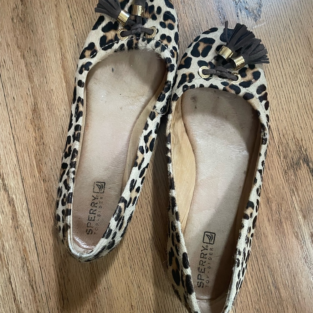 Sperry Leopard Print Topsider Loafers with Decorative Bow